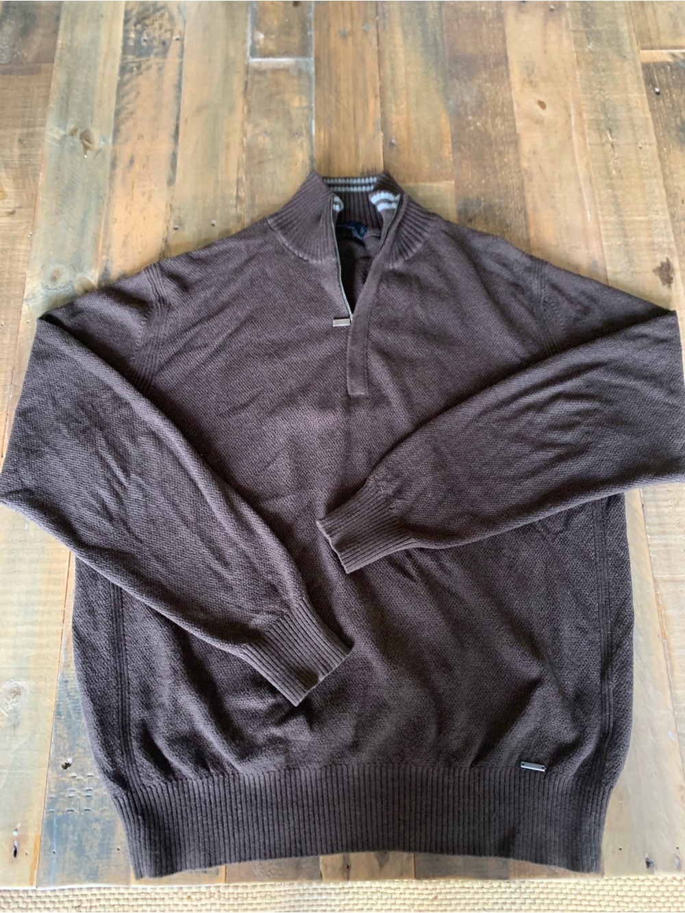 Men's Brown Zip-Neck Sweater